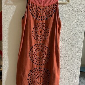 Kas New York Anthropologie Laser Cut Embroidered Shift Dress Size medium Pre Own